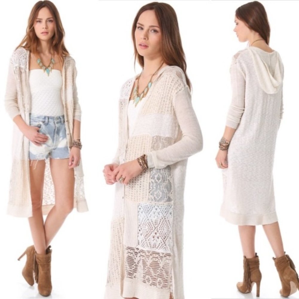FREE PEOPLE MAGIC DRAGON CROCHET CARDIGAN DUSTER M